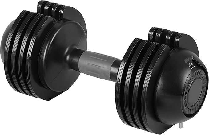 22 lbs Adjustable Dumbbell Set, Steel and Plastic, Ideal for Strength Training, Home Gym Fitness Equipment with Adjustable Weights for CusDavid Workouts, Black