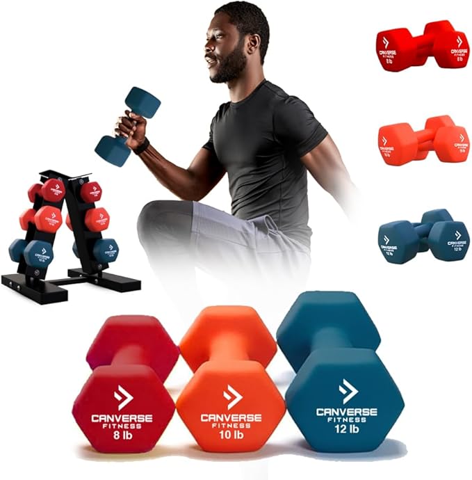 Neoprene Workout Dumbbells Weights - Non Slip, Anti Roll Exercise & Fitness Only Dumbbells Combo - Hex Shaped Hand weights for Men & Women - Ideal for Home and Gyms training