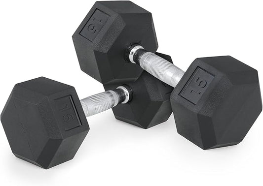 MADOG Hex-Dumbbells, Rubber Coated Cast Iron Dumbbell Set, Hand Weights With Anti-Slip Grip, 5-25 LBS