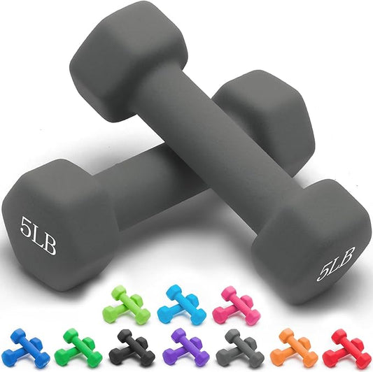 Portzon 10 Colors Options Compatible with Set of 2 Neoprene Dumbbell,1-15 LB, Anti-Slip, Anti-roll, Hex Shape