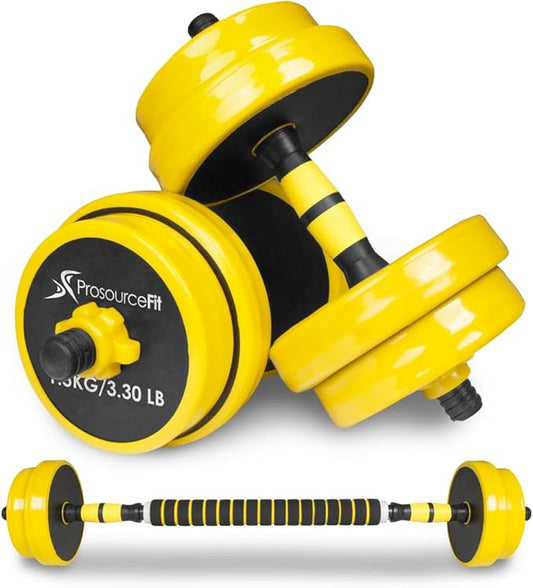 ProsourceFit Adjustable Dumbbell & Barbell Weight Set, 2-in-1 Free Weights Available 22Lbs, Home Gym Equipment