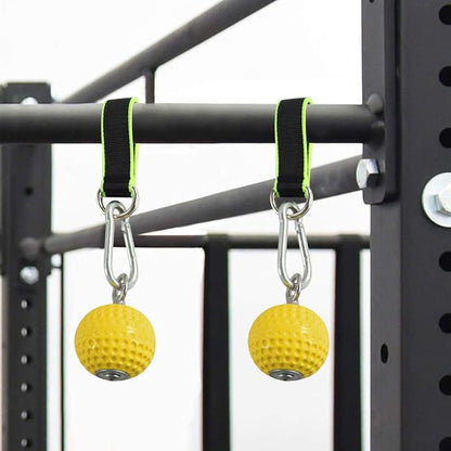 Climbing Pull Up Power Ball Hold Grips with Straps, Non-Slip Hand Grips Strength Trainer Exerciser for Bouldering, Pull-up, Kettlebells, Fitness, Workout