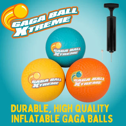 SCS Direct Gaga Playground Balls 3pk (8.5 inches) w Air Pump- Durable Rubber Pack for Dodgeball, Kickball, Gagaball Official Play and School - Fun Outdoor Toys and Accessories Gift for Kids