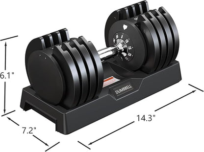 SogesPower 25LB/55LB 5 in 1 Adjustable Dumbbells Set, 5LB to 25LB, Or 10LB to 55LB Adjustable Weights Dumbbells Set for Home Gym Full Body Workout Fitness,Fast Adjust Dumbbell Weight Set with Anti-Slip Handle and Tray For Men&Women