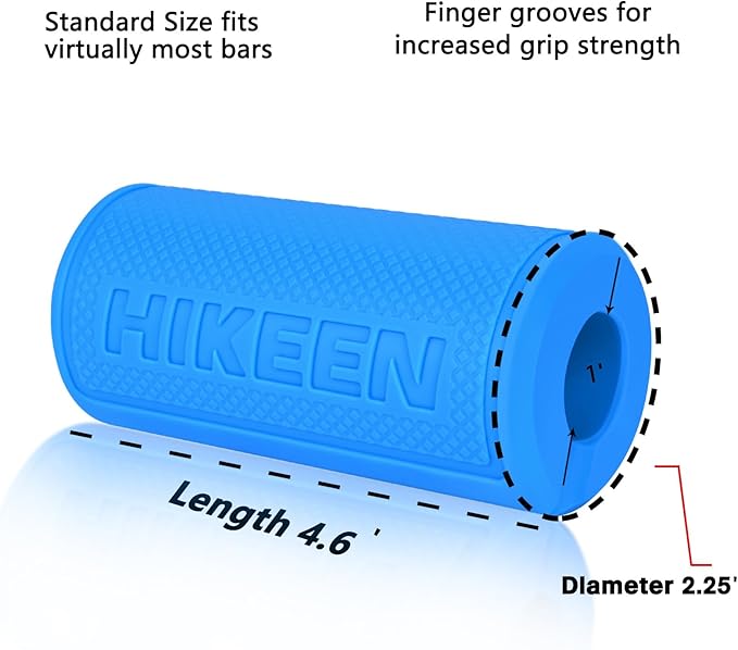 Hikeen Thick Bar Dumbbell Grips,Non Slip Hard Rubber Barbell Grips,Grips for Weight Lifting, Muscle Building-1.77", 2.25" & 2.75" Outer Diameter