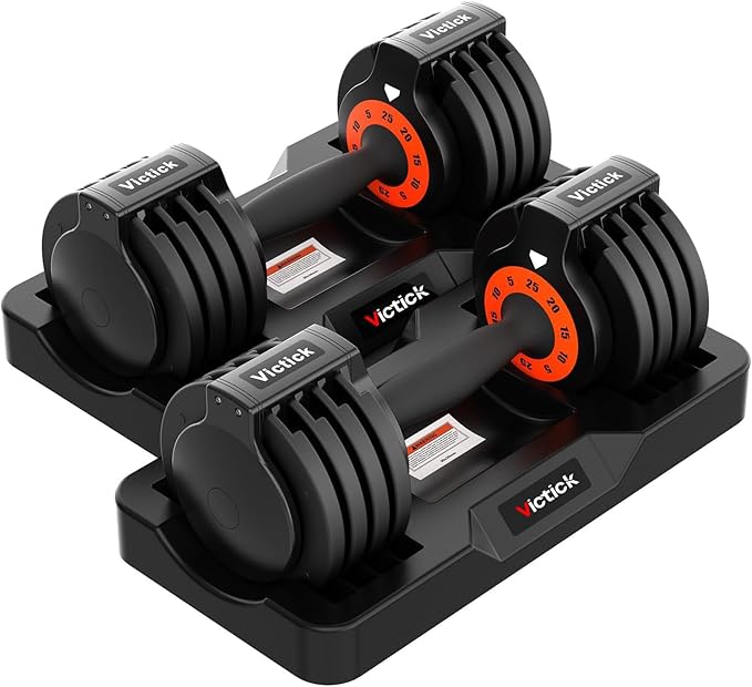 Adjustable Dumbbell Set 25LB Pair, Home Gym Weights with Non-Slip Handle, 5 in 1 Adjustable Dumbbells for Exercise and Full Body Strength Training