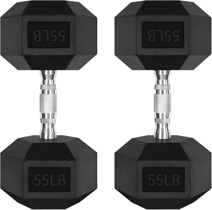 RitFit 5-300LBS Rubber Encased Hex Dumbbell Sets with Optional Rack for Home Gym, Coated Hand Weights for Strength Training, Workouts