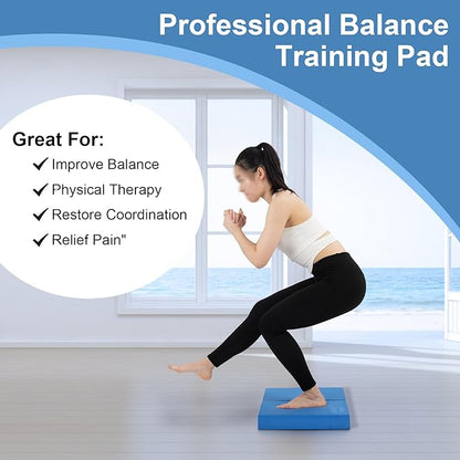 Balance Pad, Balancing Foam Pad, Large 2 in 1 Yoga Foam Cushion Exercise Mat, Knee Pad for Fitness and Stability, Stretching, Pilates, Physical Therapy, Core Trainer Board