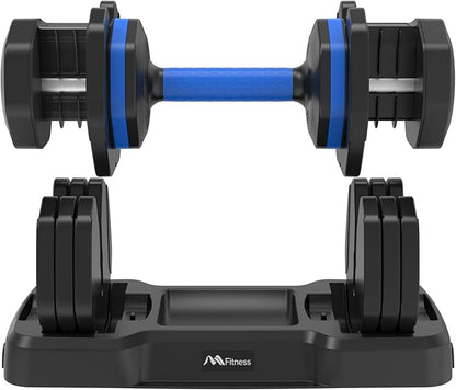 Adjustable Dumbbell - 55lb x2 Dumbbell Set of 2 with Anti-Slip Handle, Fast Adjust Weight by Turning Handle with Tray, Exercise Fitness Dumbbell Suitable for Full Body Workout