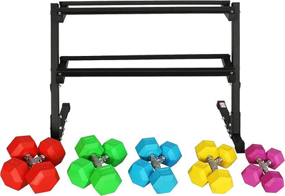 Signature Fitness Colored Rubber Coated Hex Dumbbell Weight Set,Multiple Packages