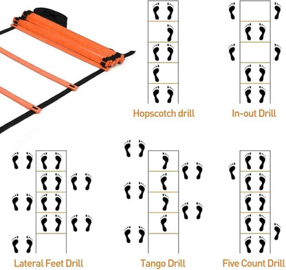 Pro Speed & Agility Training Set—Includes 12 Rung 20ft Adjustable 12 Disc 4 Steel 1 Resistance