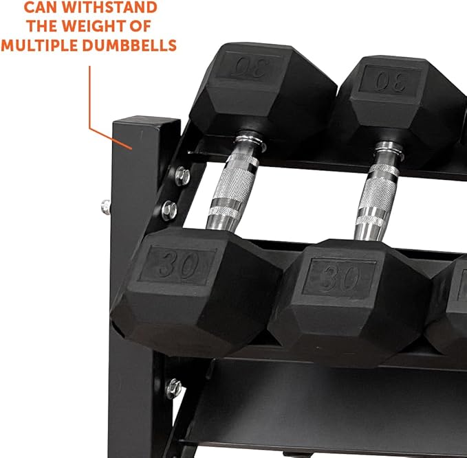 Exercise Workout Storage Dumbbell Rack For Dumbbells Fitness Metal And Rubber Weights (Dumbbell Rack 3 Tier)