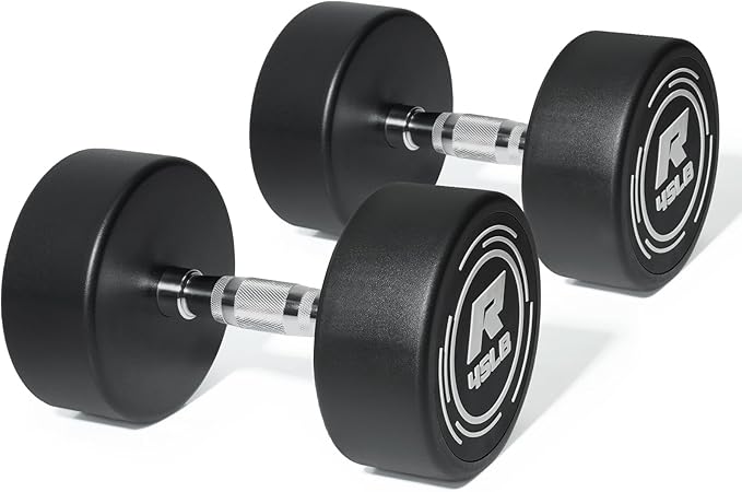 Ritfit 5-250 LBS PVC Encased Round Dumbbell sets with Knurled Handle and Optional Rack, Strength Training Equipment for Home Gym