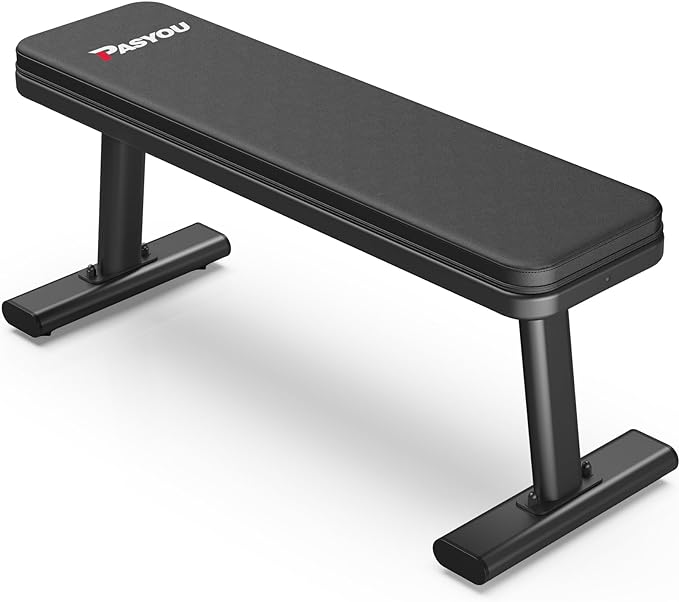 PASYOU Flat Weight Bench Workout Bench Max Load 1450LBS/660KG Strength Training Bench Press for Home Gym (Model:PW100)