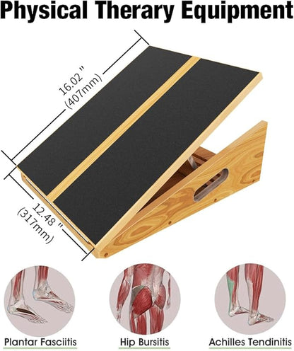 Professional Wooden Slant Board, Adjustable Incline Board and Calf Stretcher, Balance Stretch Board