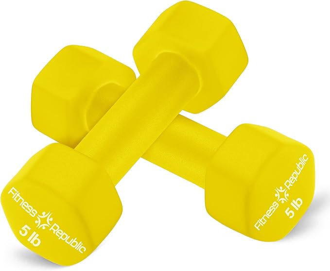 Neoprene Dumbbell Set of 2, Non-Slip, Hex Shape, Free Weights Set for Muscle Toning, Strength Building, Weight Loss - Portable Weights for Home Gym Hand Weight