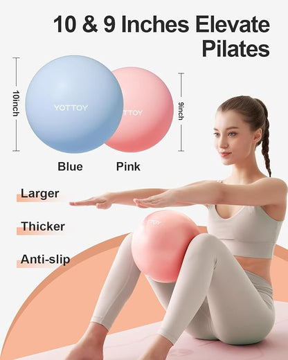 Pilates Ball, 10-inch Exercise Ball with Anti-Burst Technology for Stability, Stability Ball for Yoga, Pilates, Physical Therapy, Home Gym and Office Fitness Equipment