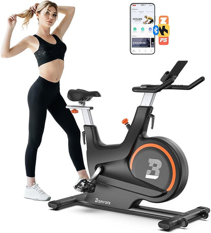 Magnetic Exercise Bike with 2 Seats - Bonvork Silent Belt Drive Stationary Bikes for Home with 40 LB Heavy Flywheel, Indoor Cycling Bike, Cycle Bike for Home Gym Workout Bike Training