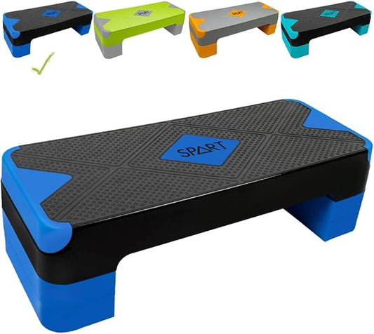 SPART Adjustable Workout Aerobic Stepper, Aerobic Exercise Step Platform with 4 Risers, 3 Levels Adjust 4" - 6" - 8", 26.77" Trainer Stepper with Non-Slip Surface for Home Gym Extra Risers