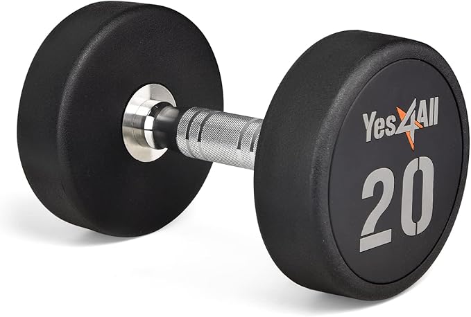 Yes4All Urethane Dumbbells with Anti-Slip Knurled Handle 5-50LBS for Muscle Building - Sold Individually