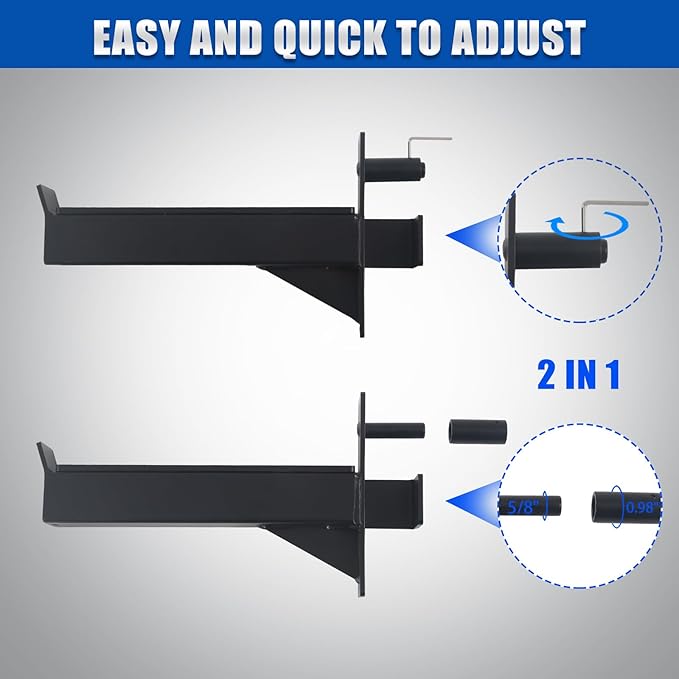 Barbell Safety Catches Squat Rack Safety Arm Spotter Attachment Fit for 2x2 Power Rack Cage with 1" or 5/8" Hole