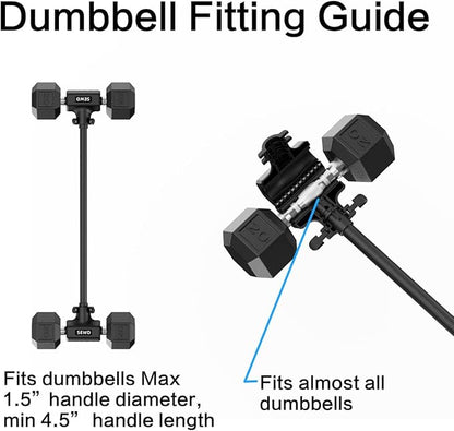 Dumbbell Converter by SEWD – Turn Dumbbells into Barbell Set – Adjustable Weights & Up to 220LB Capacity Barbell for Home Gym Full Body Workouts.