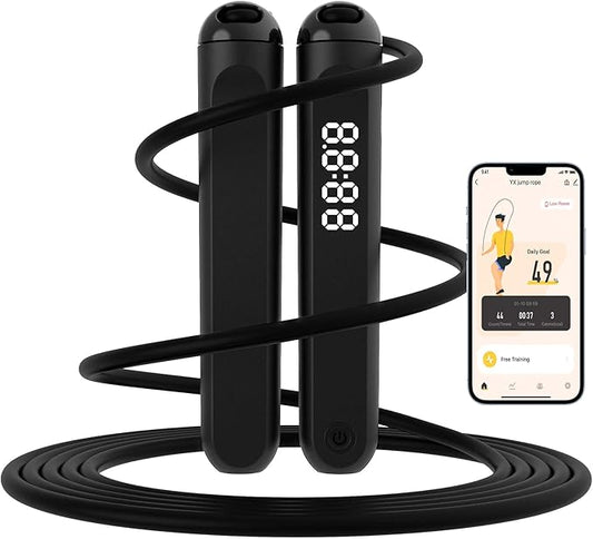 Jump Rope, Tangle free rapid speed jump ropes with counter for fitness for women,Skipping rope with app for fitness men, women's home exercise, workout, fitness gifts for adults, Kids