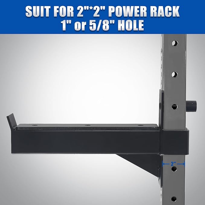 Barbell Safety Catches Squat Rack Safety Arm Spotter Attachment Fit for 2x2 Power Rack Cage with 1" or 5/8" Hole