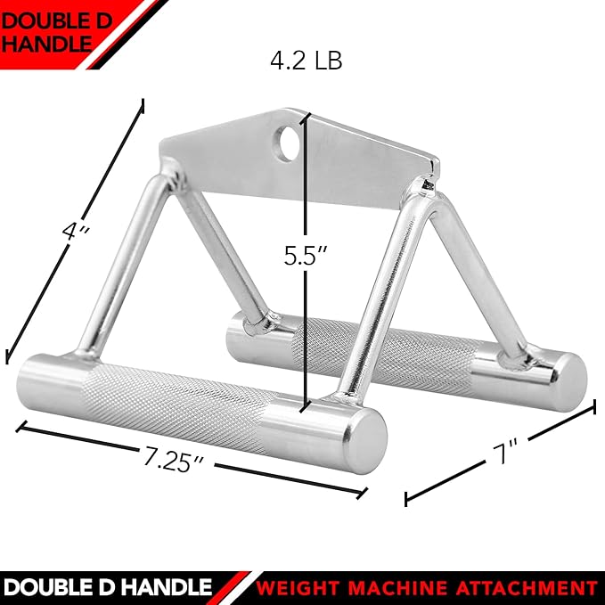 JFIT Cable Attachments - Tricep Rope, Rotating Straight Bar, Single D-Handle, Double-D Handle, V-Shaped Bar - Accessories for Home Gym