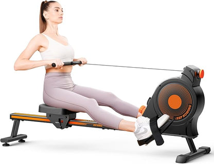 Rowing Machines for Home - Magnetic/Water Rowing Machine with Upgrade 16 Resistance Levels, Max 350 LB Weight Capacity, LCD Monitor and Comfortable Seat Cushion