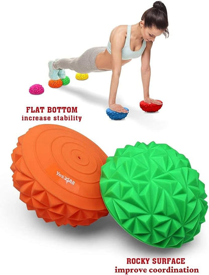 Yes4All Hedgehog Balance Pods for Exercise, Core Body Balancing, Balance Pods for Kids & Adults with Hand Pump - Set of 6