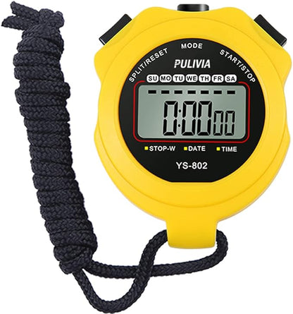 Sports Stopwatch Timer Single Lap Split Digital Stopwatch for Coaches Swimming Running Sport Training Stopwatch, Yellow