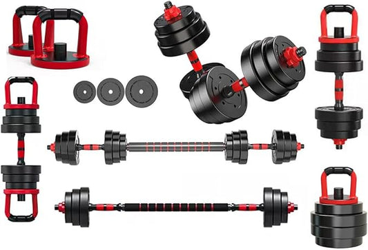 NEW Adjustable Dumbbells/Barbell/Kettlebell/Push-Up Stand - 22lb/33lb/44lb/66lb/88lb, 10kg/15kg/20kg/30kg/40kg - Home Gym Equipment for Men and Women