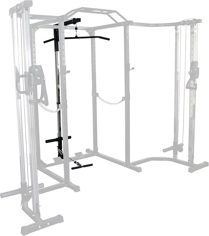 Signature Fitness Multi-Function Adjustable Power Cage with J-Hooks, Safety Straps and Optional LAT Pulldown Attachment and Cable Crossover, Multiple Styles