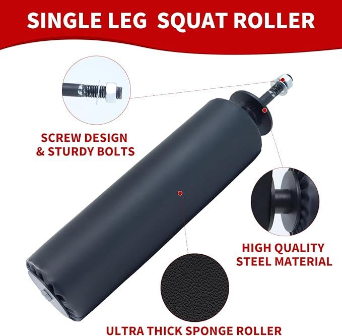 Single Leg Squat Roller for Squat Rack Power Rack Attachments, Bulgarian Split Squat for Workout Equipment Home Gym Accessories