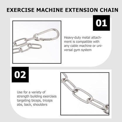 BESPORTBLE 2pcs Fitness Chain Exercise Cable Machine Extension Chain Pull Cable Extension Weight Machine Chain LAT Pulldown Attachment Accessories for Pulley System, Home Gym