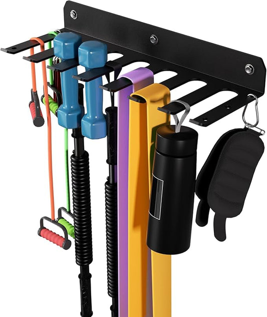 Multi-Purpose Gym Equipment Storage Rack-Heavy-duty, Home Gym Accessories Storage Rack, Barbell Holder Strength Training Weight Racks for Resistance Bands Jump Ropes Carabiners Included