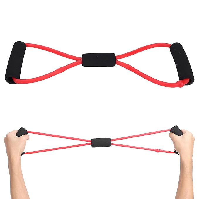 Resistance Bands, Resistance Exercise Band with Comfortable Handles, Body Exercise Resistance Band Household Fitness Elastic Stretch Training Band Strap for Strength Training Muscle Toning(red)