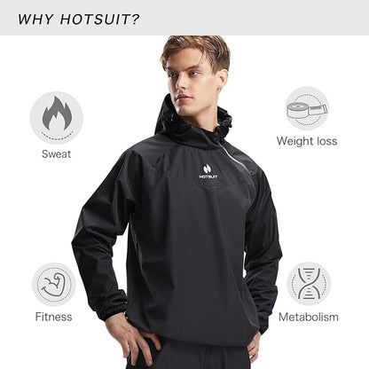 HOTSUIT Sauna Suit for Men Sweat Sauna Jacket Pant Gym Workout Sweat Suits