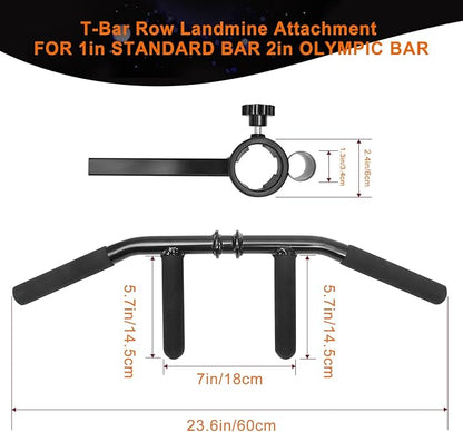 T Bar Row Attachment Multi-Grip: T Bar Row Multi-Grip Handle Bar Attachment for Olympic Barbell Bar & Standard Bar Strength Workout Training