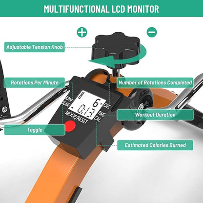 Foot Pedal Exerciser for Seniors, Under Desk Bike Pedal Exerciser with LCD Display & Anti-Slip Mat for Home/Office, Portable Folding Mini Peddler for Legs/Arms Workout, Gifts for Elders