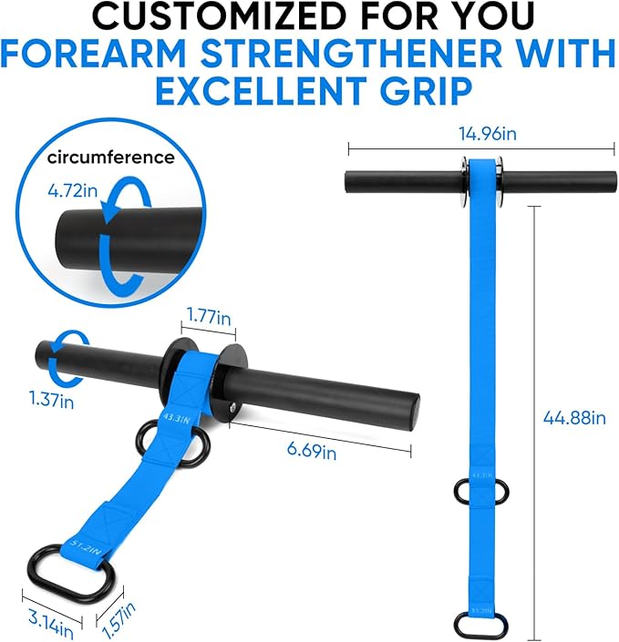 Forearm Strengthener and Wrist Roller, 43.3 inch Or 51.2 inch Ultra Strong Nylon Webbing, Forearm Exerciser with Quick Locking Mechanism, Ideal for Hand, Wrist and Forearm Strength Training