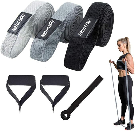 Long Resistance Bands Pull Up Assistance Bands Set Fabric Workout Exercise Bands with Door Anchor, Handles Long Stretch for Home & Gyms Fitness, Powerlifting, Pull-Up, Strength Training