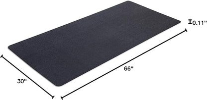 Exercise Equipment Mat for Under Treadmill, Rowing Machine, Elliptical Machine, Fitness Equipment, Home Gym Floor Protection, 30" x 66", Black