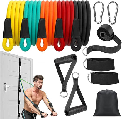 Resistance Bands Set for Men and Women - Exercise Bands with Handles, Door Anchor, Ankle Straps - Perfect for Heavy Resistance Training, Physical Therapy, Yoga, Home Workouts - Shape Your Body