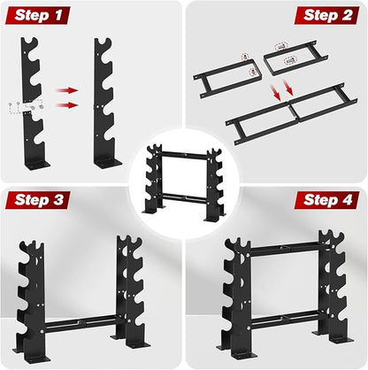 Dumbbell Rack Stand Only, Weight Rack for Dumbbells Strength Training Dumbbell Racks Red and Black 5 Tier 450LBS Capacity Weight Rack for Home Gym Weight Storage Organizer Racks, Suitable for 8-30 LBS