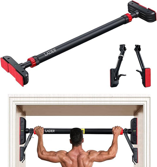 LADER Pull Up Bar for Doorway, Strength Training Pull-Up Bars with No Screw, Chin Up Bar with Suppprt Frame,Level Mete, Max Load Bearing 1100LBS