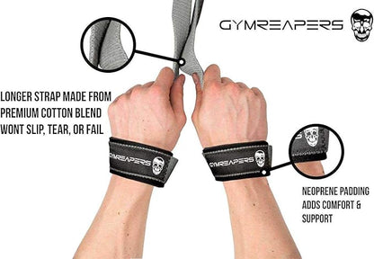 Gymreapers Lifting Wrist Straps for Weightlifting, Bodybuilding, Powerlifting, Strength Training, & Deadlifts - Padded Neoprene with 18 inch Cotton