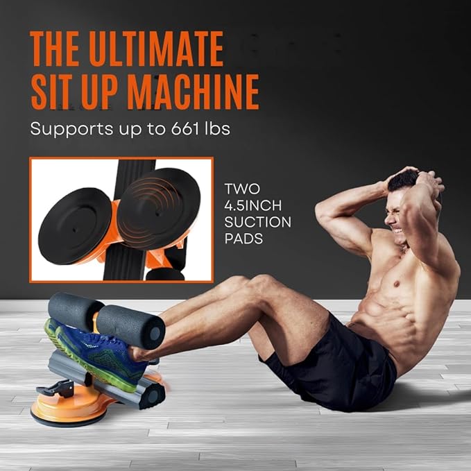 SQUATZ Sit Up Machine and Ab Machine - Abs Master Foot Holder with Double Suction - Situp Bar Assistance for Ab Workouts, Sit-Ups & Core Exercises - 661 lbs Capacity