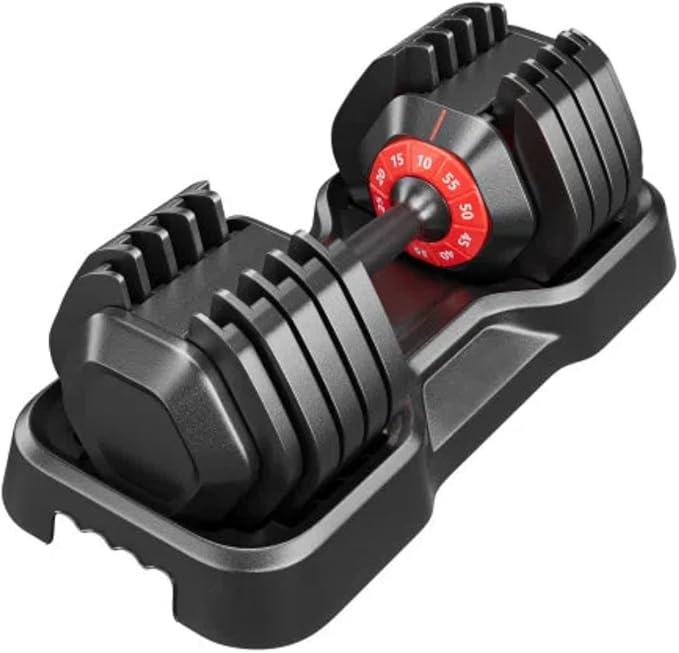 55LB Dumbbell, Adjustable Dumbbell Set, Free Dumbbell with Weights Change, Black Dumbbell with Secure Lock Slots, Adjustable Dumbbell for Men and Women for Home Gym, Black